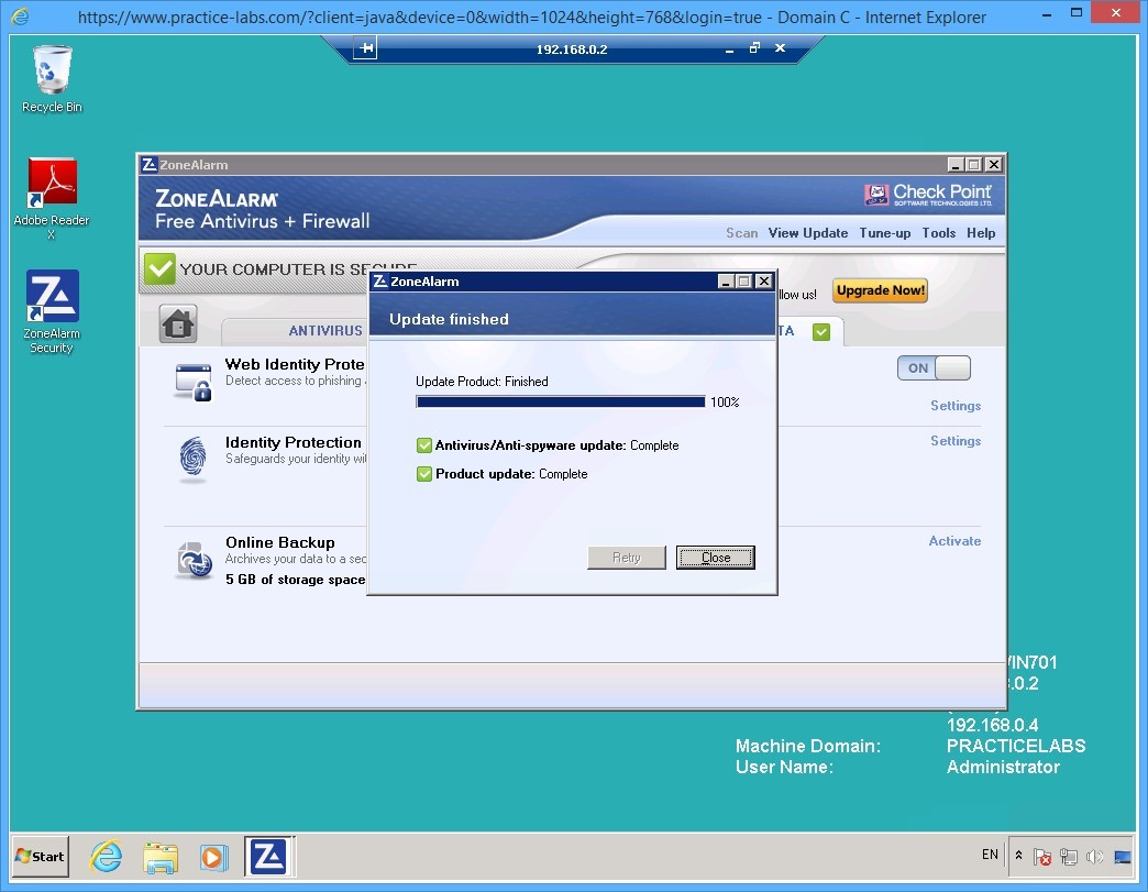 Practice Labs screenshot.